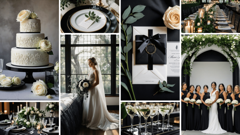 Black & White Wedding Color Scheme Collage