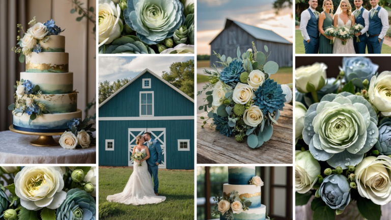 blue green wedding color scheme