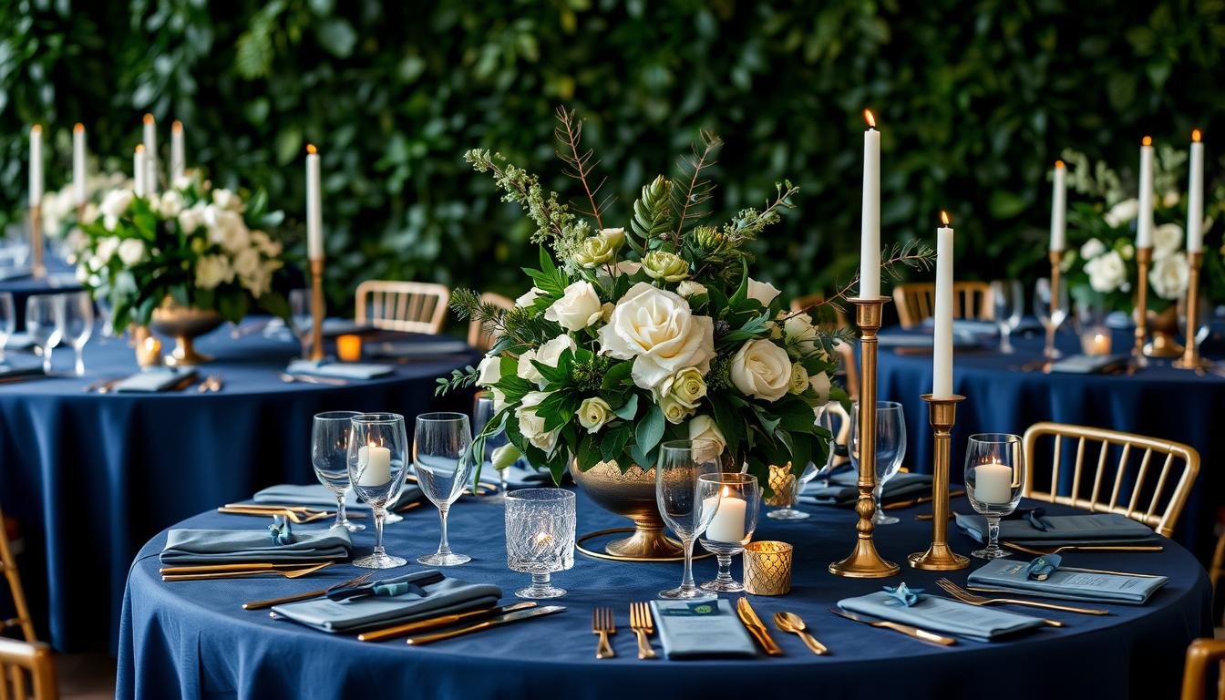 navy blue and hunter green wedding color schemes