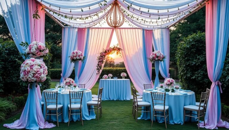 wedding color palette blue pink