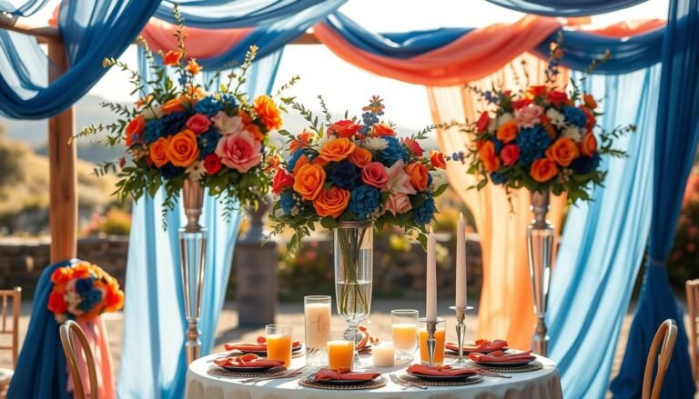 wedding color schemes blue orange