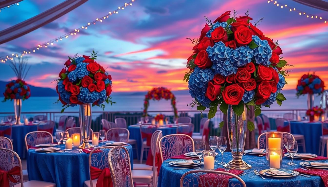 wedding color schemes blue red