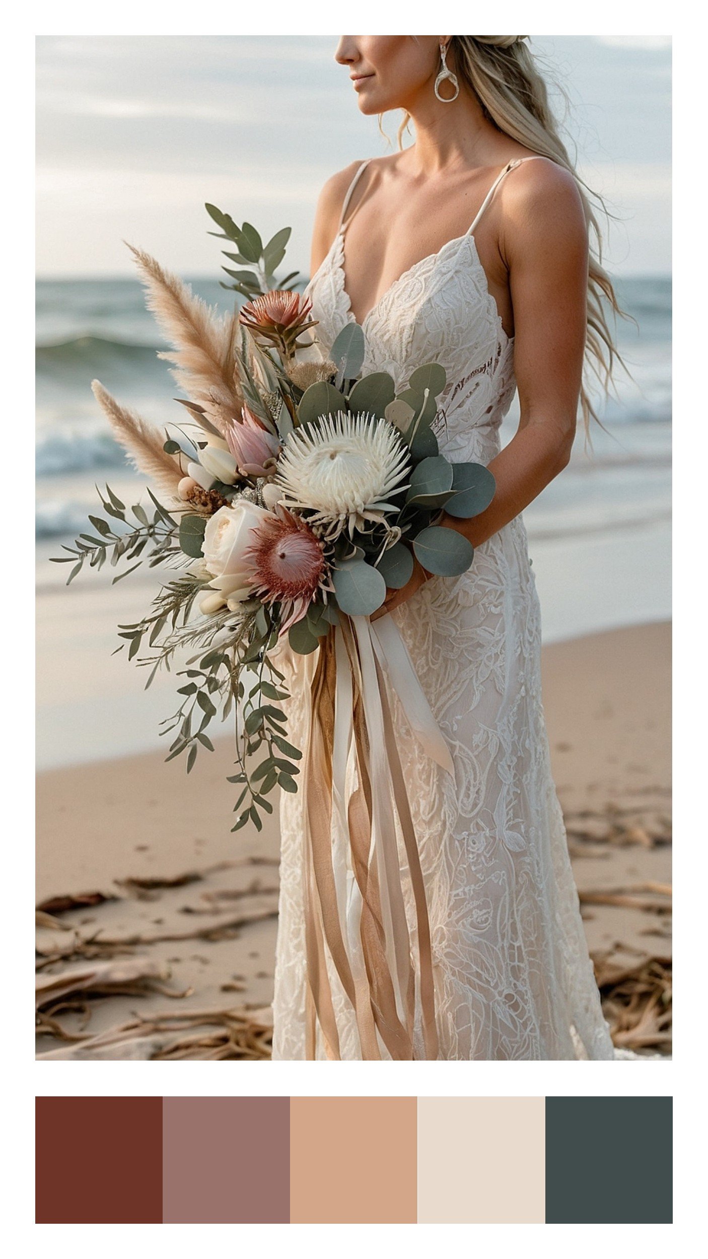 Rustic Terracotta & Neutrals Boho Beach Wedding Color Scheme