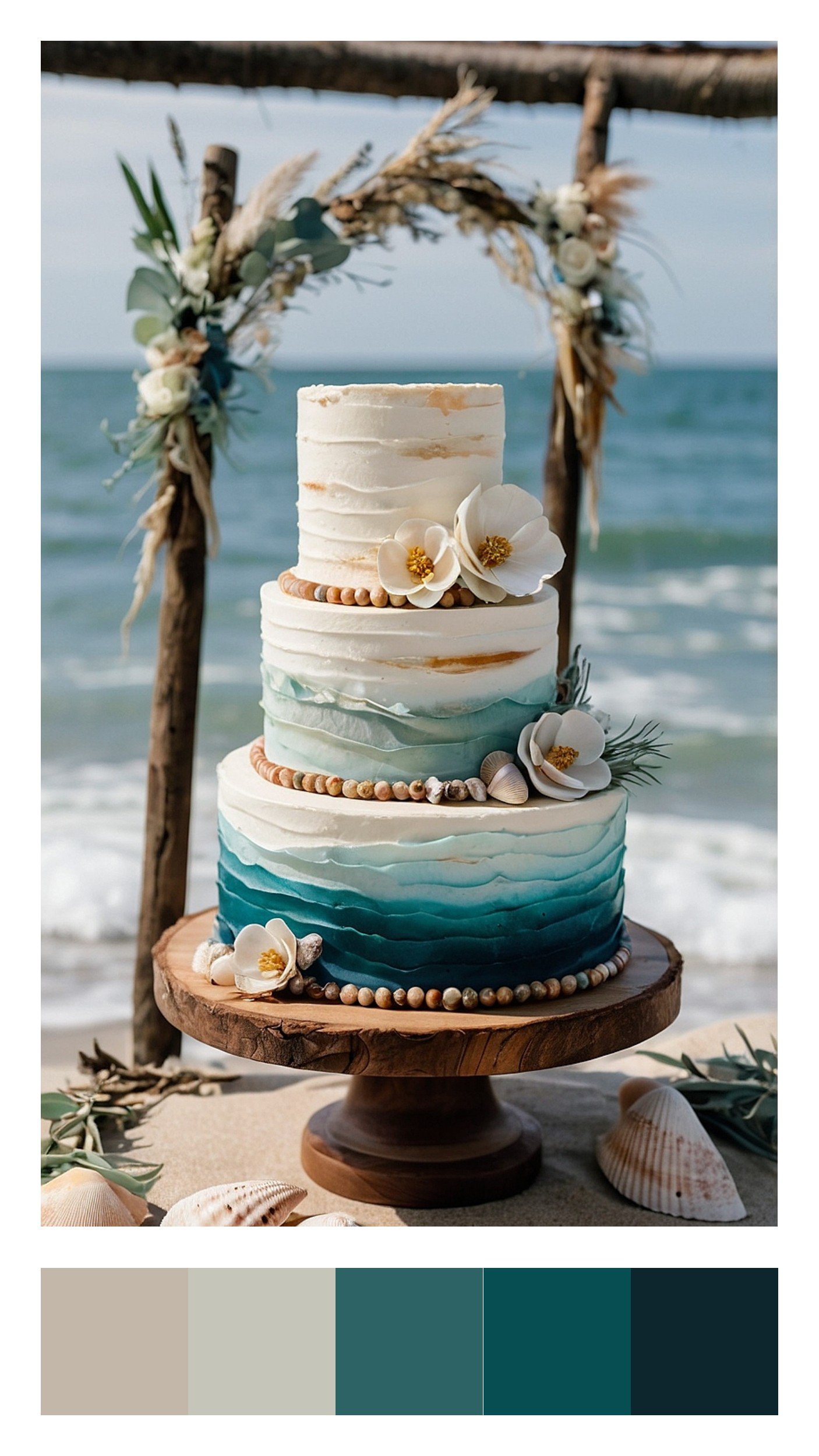 Deep Teal & Ivory Boho Beach Wedding Color Scheme