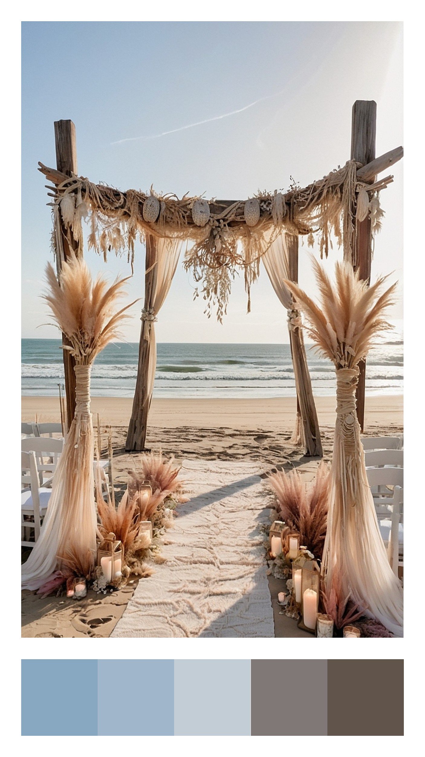 Sunset Gold & Ocean Blue Boho Beach Wedding Color Scheme