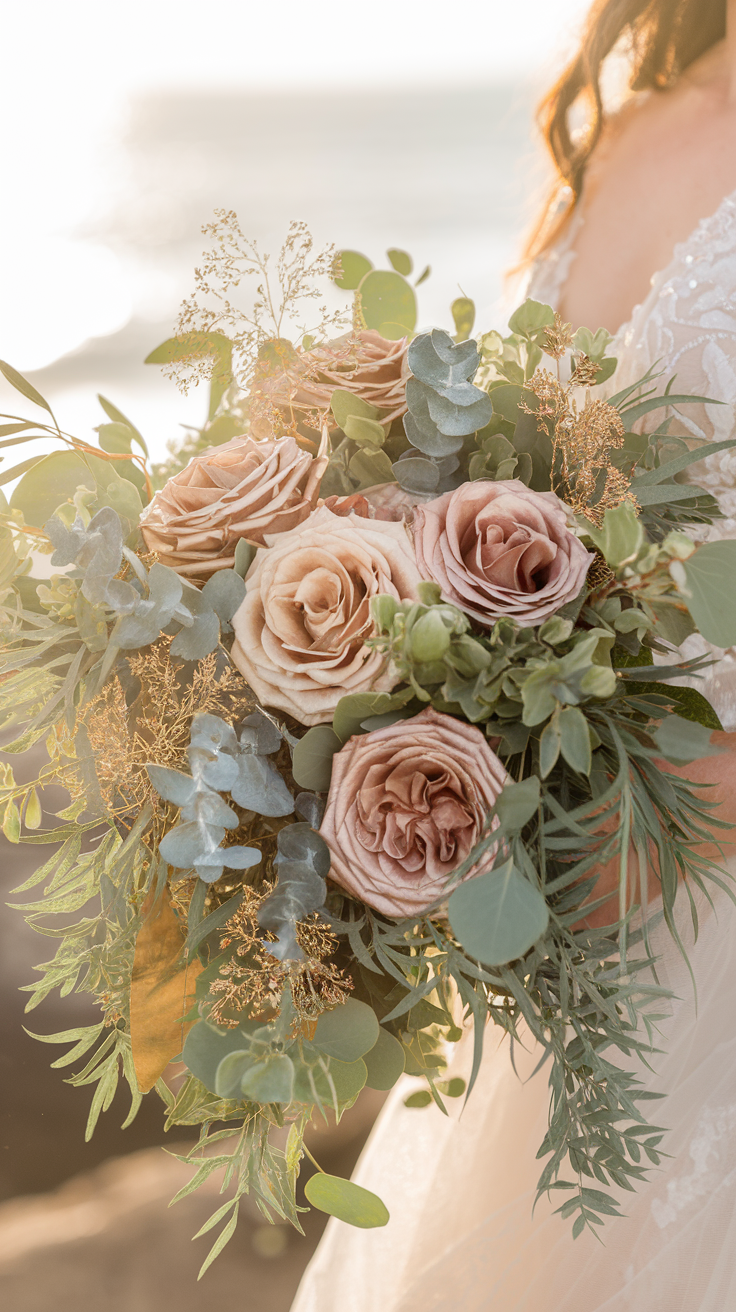 Champagne and Rose Gold Wedding Bouquet