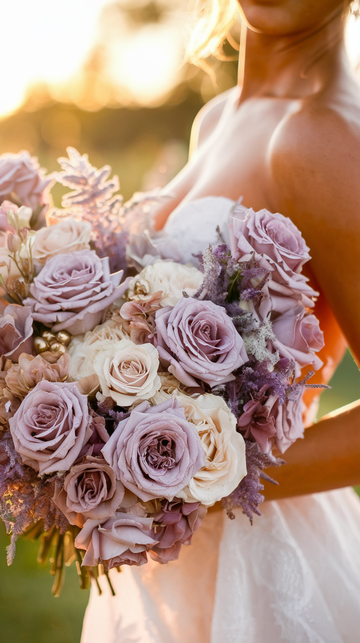 Champagne and Mauve Wedding Bouquet